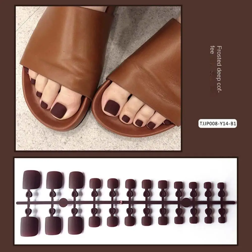 Toenails DIY Nail Art Tip Manicure Matte False Toenails Solid Color Nails Patch Full Cover False Nails Frosted Fake Toe Nails