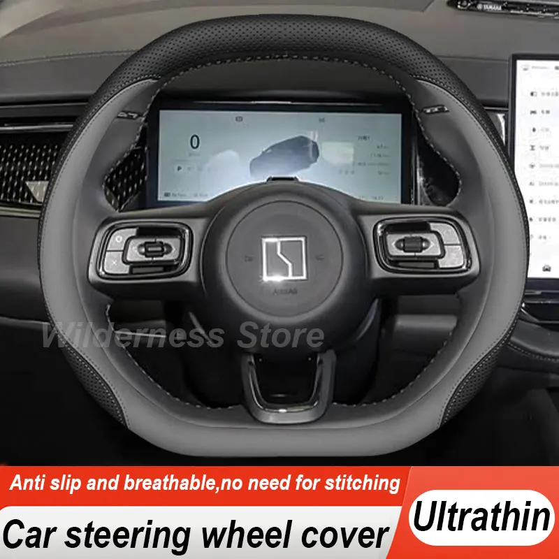 Leather Car Steering Wheel Cover For ZEEKR X 001 7X 009 2023 2024 2025 2026 Anti slip Breathable Auto Steering Wheel Accessories