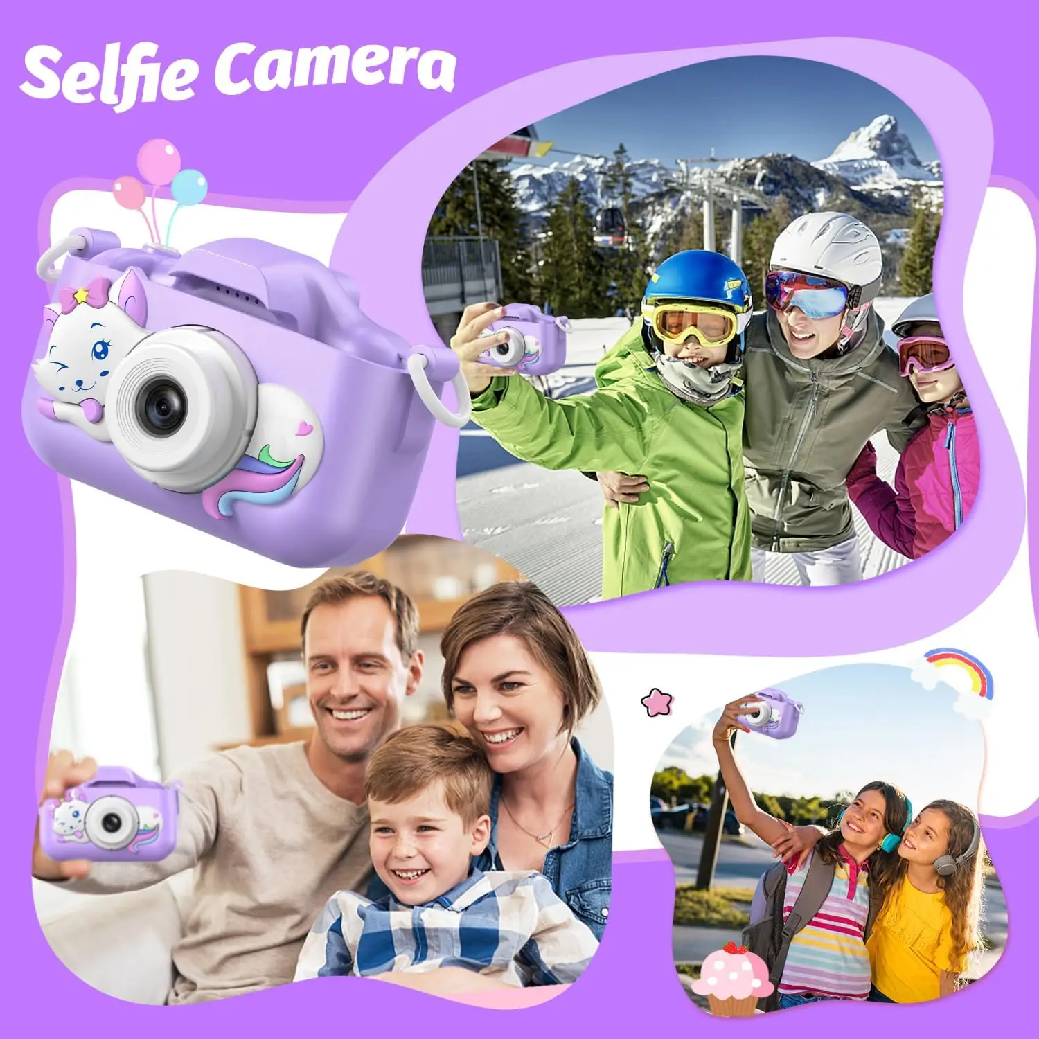 Kids Camera Digital Dual Camera HD 1080P Video Camera Toys with SD Card Mini Cam Color Display Children Birthday Gift Kids Toy