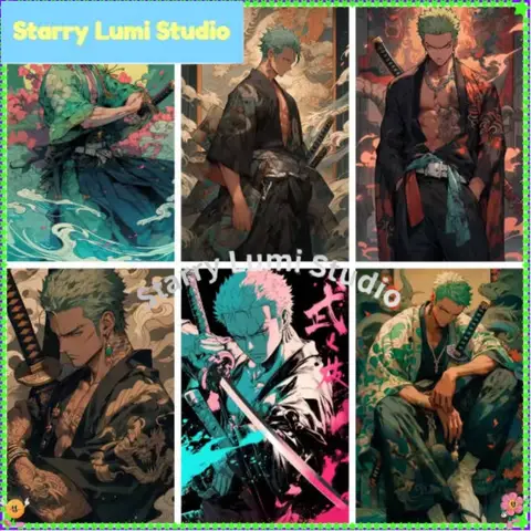 DIY 5D Diamond Painting Kit One Piece Samurai Style Anime Character Collage Full Drill Mosaic Art Home Wall Decor Perfect Gift