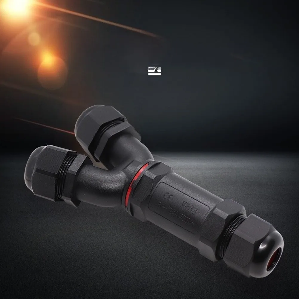 Y-Type IP68 Waterproof Socket Connector Set 5pcs for Outdoor LED Wiring Compatible with Standard 6-12mm Cable Diameters