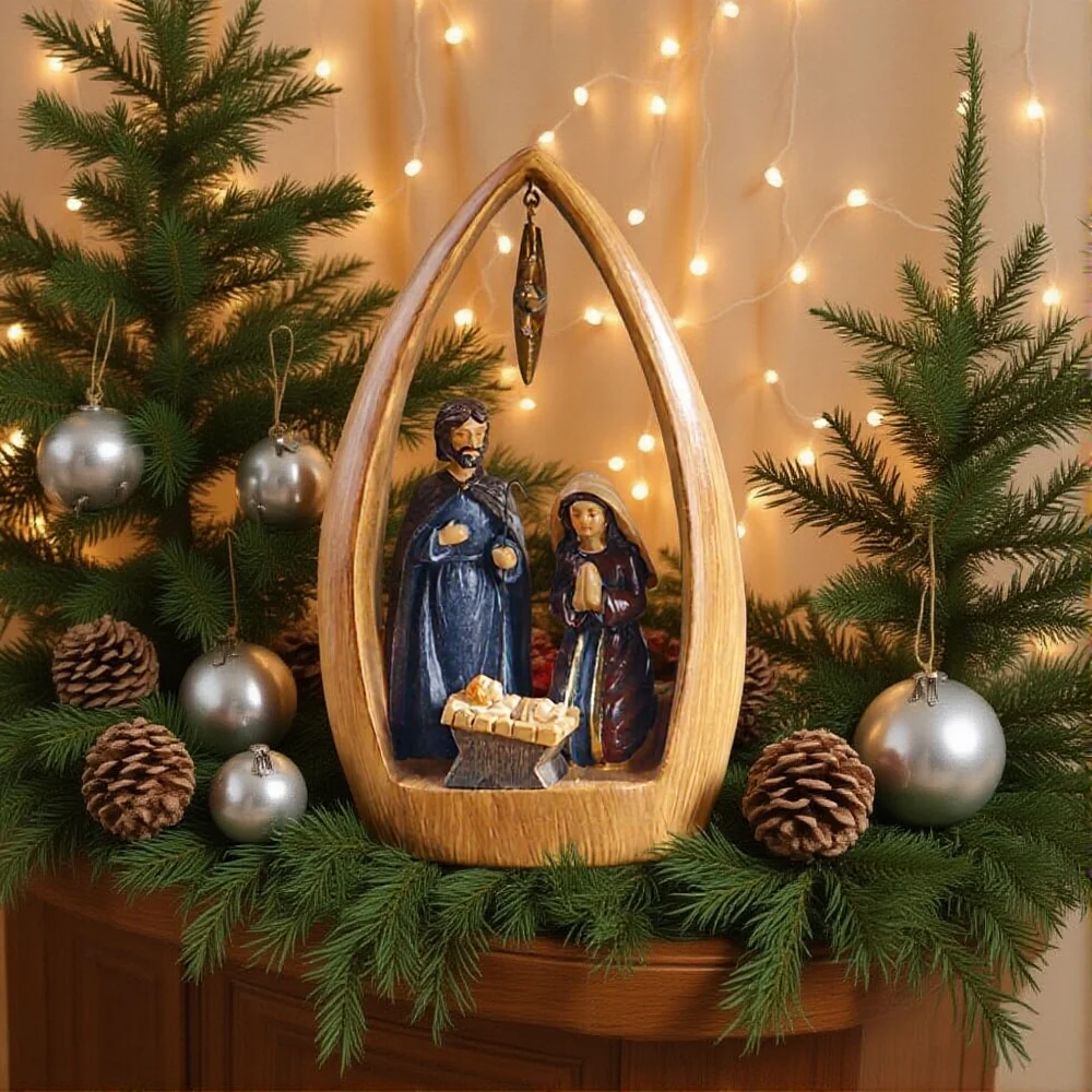 Jesus cena de nascimento decoração de natal sagrada família presépio resinas estatueta ornamento peças centrais decoração de mesa presente do feriado