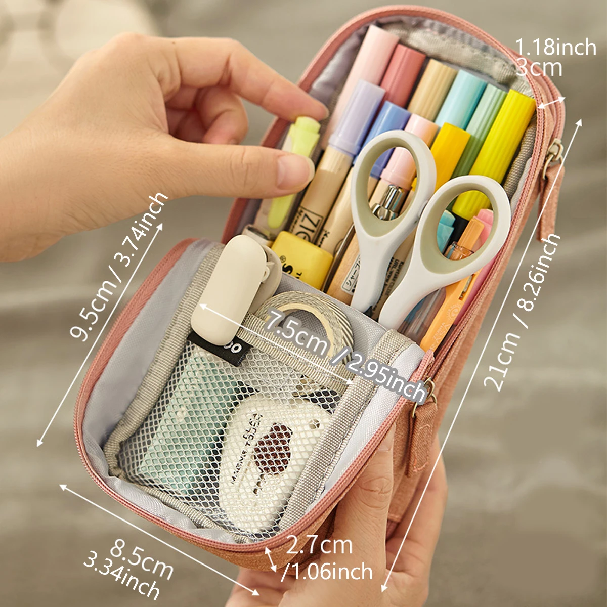 Standing Pencil Case Aesthetic Cute Pencil Pouch Large Capacity Kawaii Pen Bag Phone Holder Pencil Box School Supplies for Girls