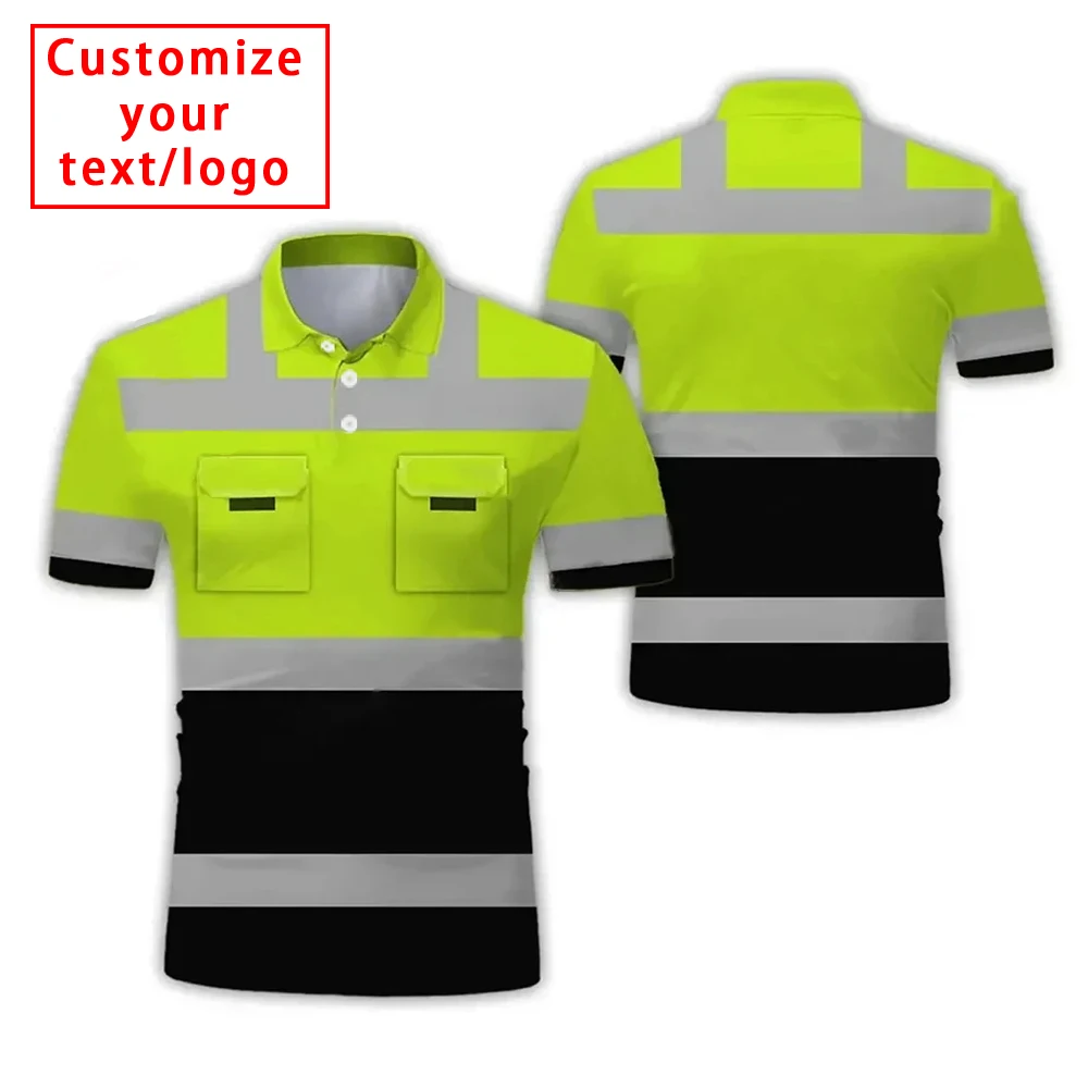 Project Work Safety Clothing Men's Custom Polo Shirt Excavator 3D Printing Large Short Sleeve Breathable Quick Drying Uniform