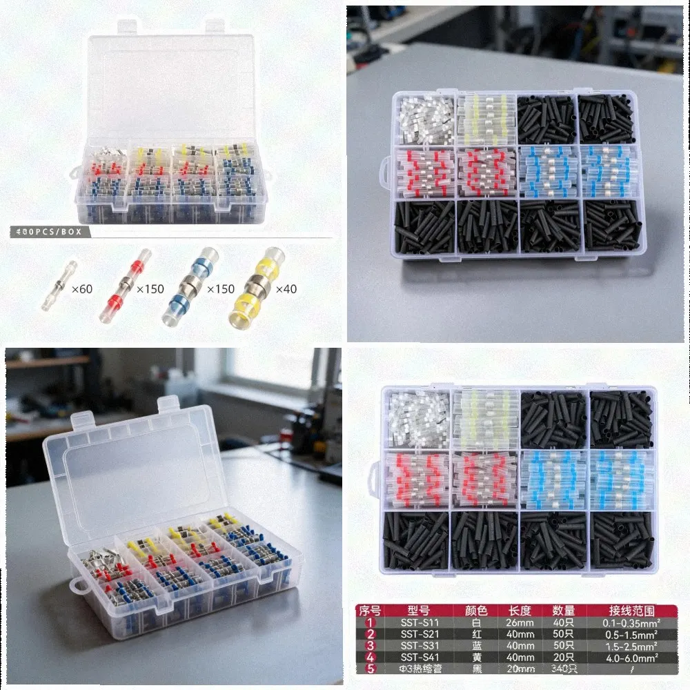 Solder Seal Wire Connectors Waterproof Heat Shrink Butt Terminals Electrical Crimp For Splice Kit For Automotive Marine For