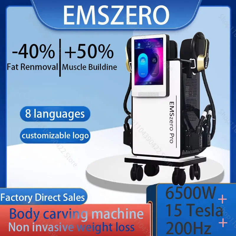 Professional EMS body shaping machine 6500W 15 Tesla RF technology degreasing and hip muscle shaping machine EMSZERO