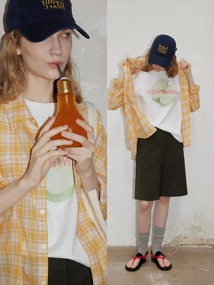 

Retro Lazy Style Color Block Plaid Women's Summer Loose Long Sleeve Sun Protection Shirt Casual Straight Cut Full Length Top