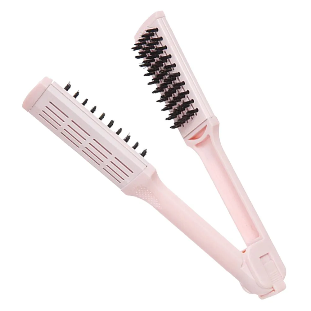 

Расческа для выпрямления волос V-образной формы, розовая, складная, дорожная, компактная, двойного назначения: для завивки и выпрямления
