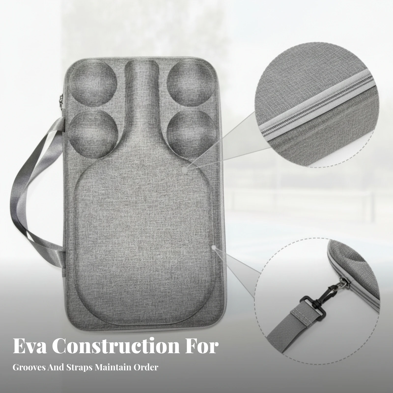Top Handle EVA Paddle Case Zippered Portable Pickleball Paddle Case