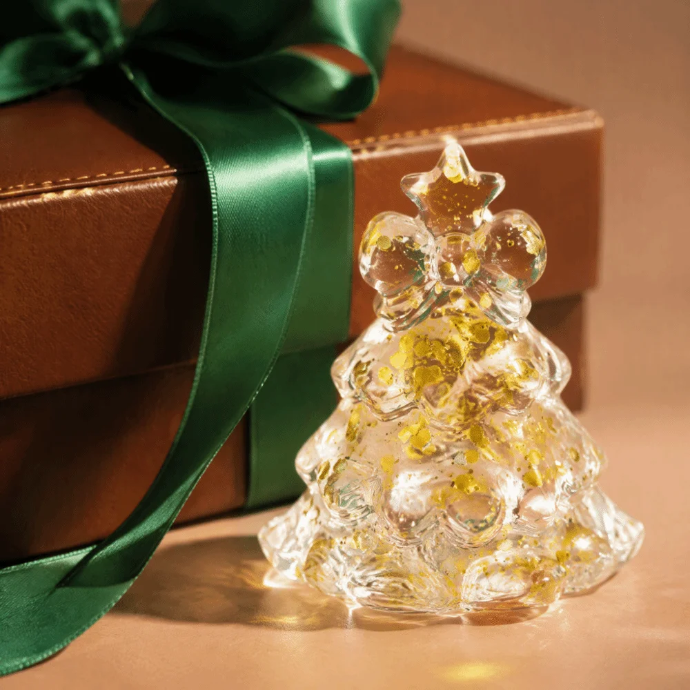 Colorful Christmas Tree Squishy Toy Glitte Transparent Stress Relief Fidget Toy Adorable Design Paper Box Packaging