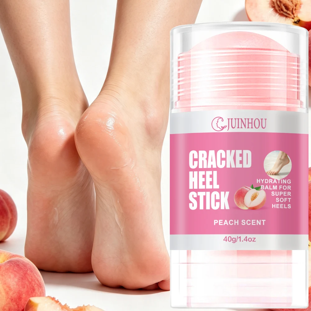 JUINHOU Peach Foot Balm Stick Non‑Greasy Moisturizing For Dry Cracked Heel & Calluses Portable Rotating Stick For Daily Foot Car