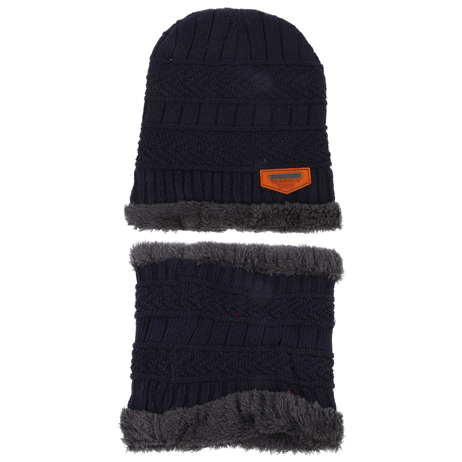 طقم وشاح قبعة شتوية باللون الأزرق السميك من الصوف المحبوك للأطفال للأنشطة الخارجية الدافئة مقاس واحد يناسب معظم القبعات ومجموعة الأوشحة #5