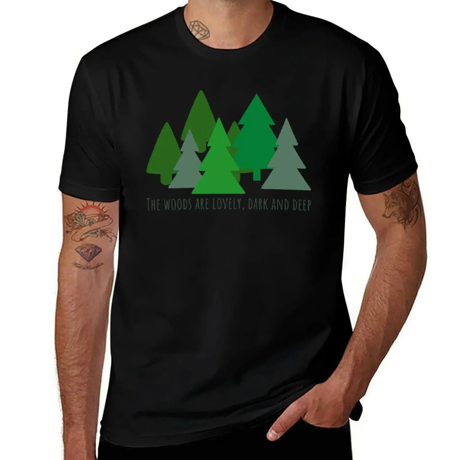 

Pine Forest Poem, Robert Frost Stopping By Woods on a Snowy Evening T-Shirt Funny t-shirts mens designer t shirt