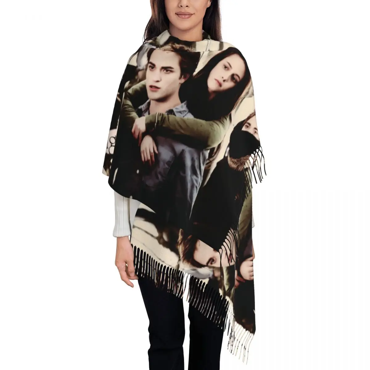 

The Twilight Saga Vintage Scarf for Women Winter Warm Pashmina Shawls and Wrap Edward Bella Long Shawl Scarf for Ladies