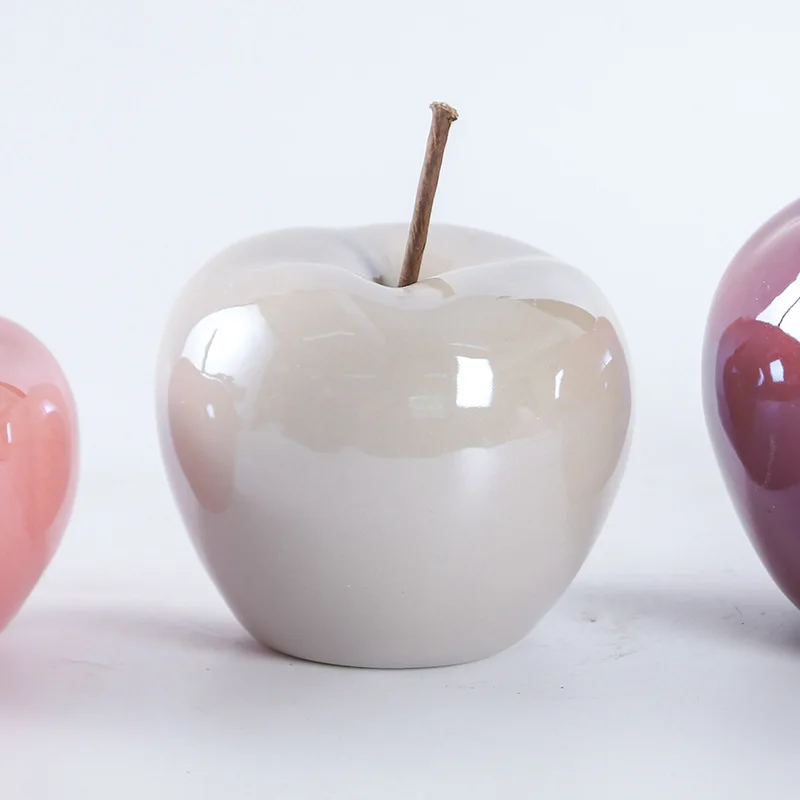 Nordic style ceramic apple model small ornaments，Pearl glazed crafts，Home living room bedroom decorations