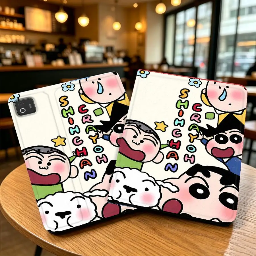 C-Crayon Shin-Chans Friends with Pencil Slot Case for Xiaomi Pad 5 6 7 8 Pro Pad 6s Pro 7 Ultra Redmi Pad SE K Pad 8.8 9.7 12.4