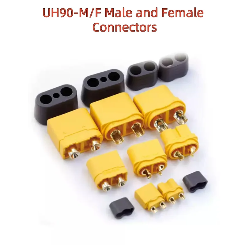1/5 pieces UH90 type connector, high current aviation plug XT90 with sheath, suitable for remote control vehicles and aircraft.