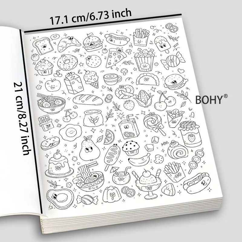 An Adult Decompression and Coloring Book, Including Pet/food/monster Theme Sketches, 32 Pages Thick Paper, Tracing+coloring