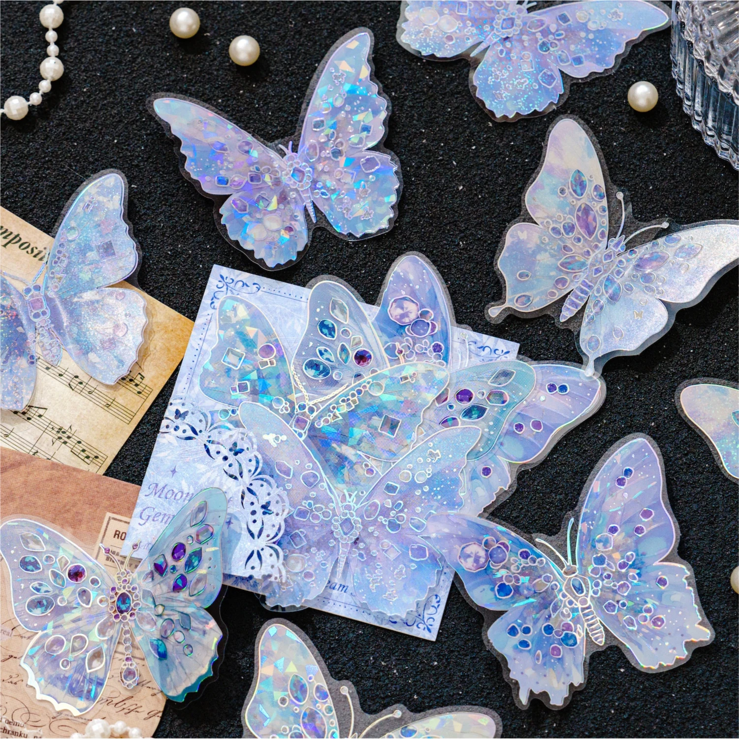 JIANQI 10 sheet 3D butterfly PET Stickers DIY Scrapbooking Decor Photo Album Creative Stationery Collage Materials Stickers