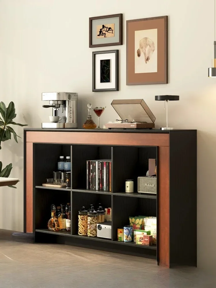HT  solid wood antique living room display open display cabinet retro large-capacity storage cabinet