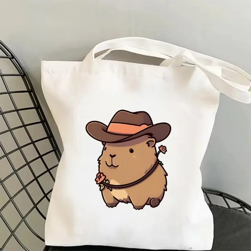 カピバラプリントショルダーバッグ学生ハンドバッグ女性大容量ショッパーバッグ原宿ショッピング収納ポーチトート女の子用