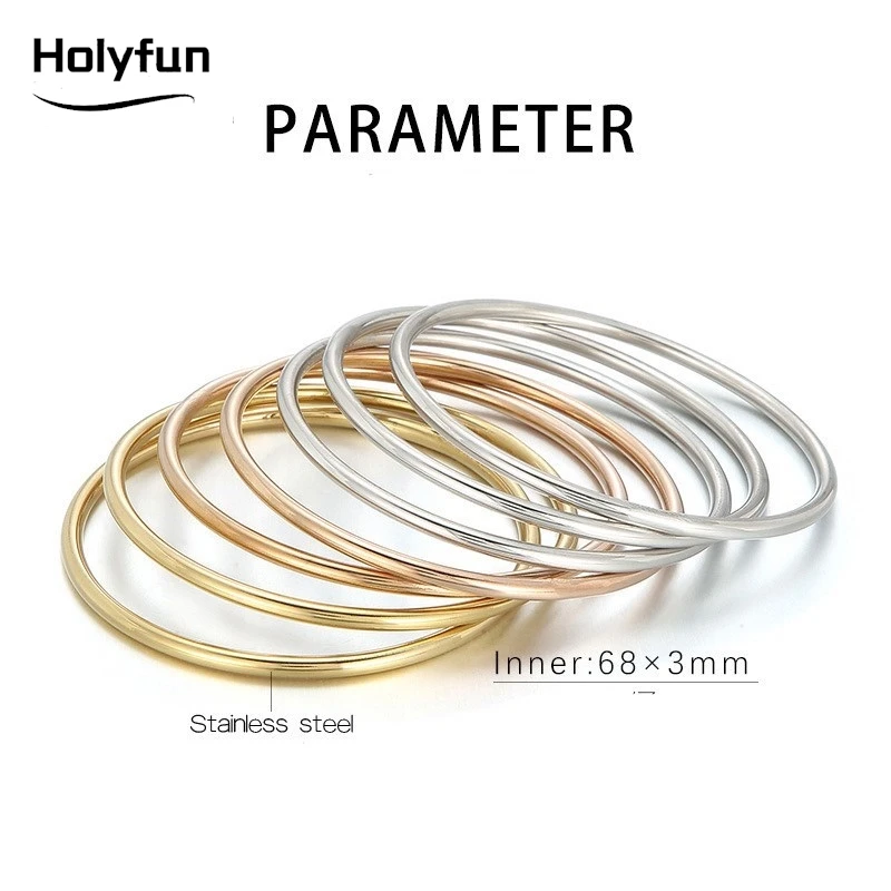 Fadeless Stainless Steel Bangle Bracelet For Women Non Fading Circular Minimalist Women\'s Hand Bracelets Woman Luxury Jewelry
