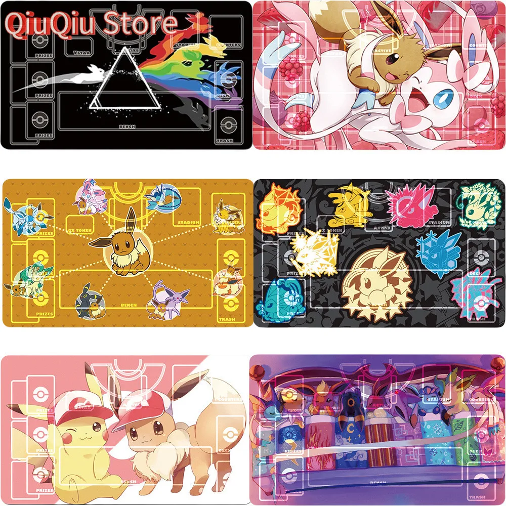 Eevee & Sylveon Rosa Karierte TCG-Spielmatte Sammelkartenspiel-Matte