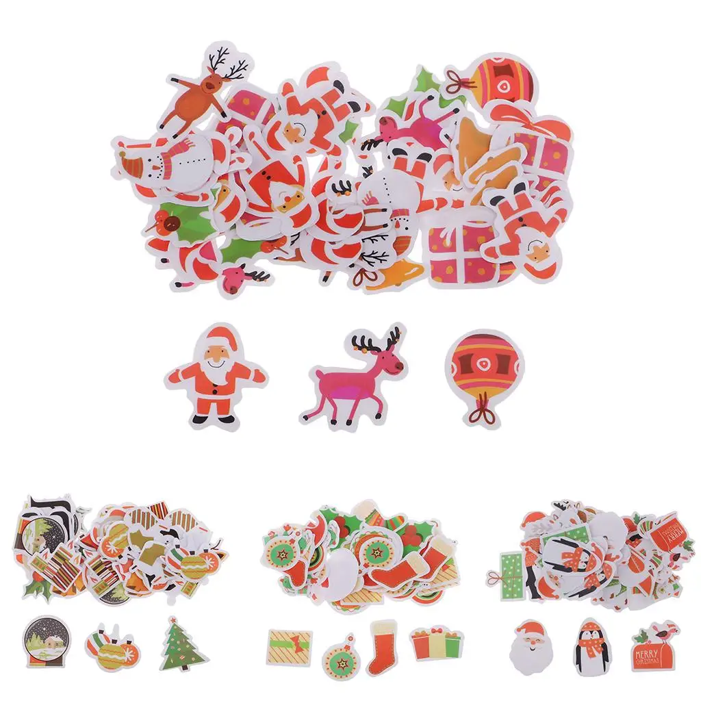 50 Pieces Mix Pattern Waterproof Sticker Holiday Christmas Stickers