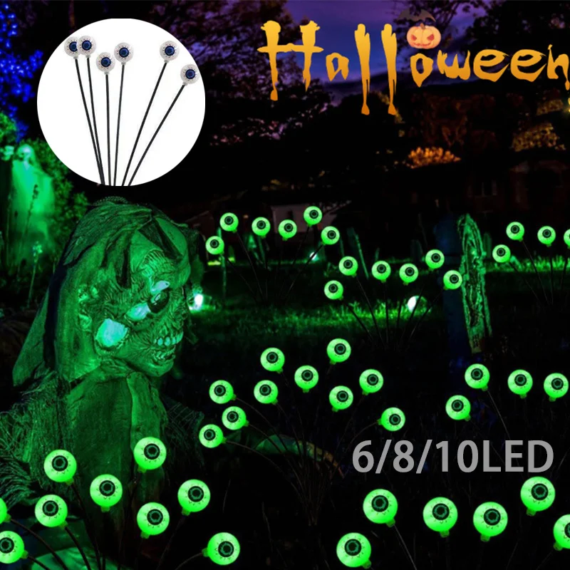 6/8/10LED Wasserdichte Halloween Scary Augapfel Solar Lichter Outdoor LED Multi Farbe Grün Warm Weiß Blinkende Glühwürmchen wirkung
