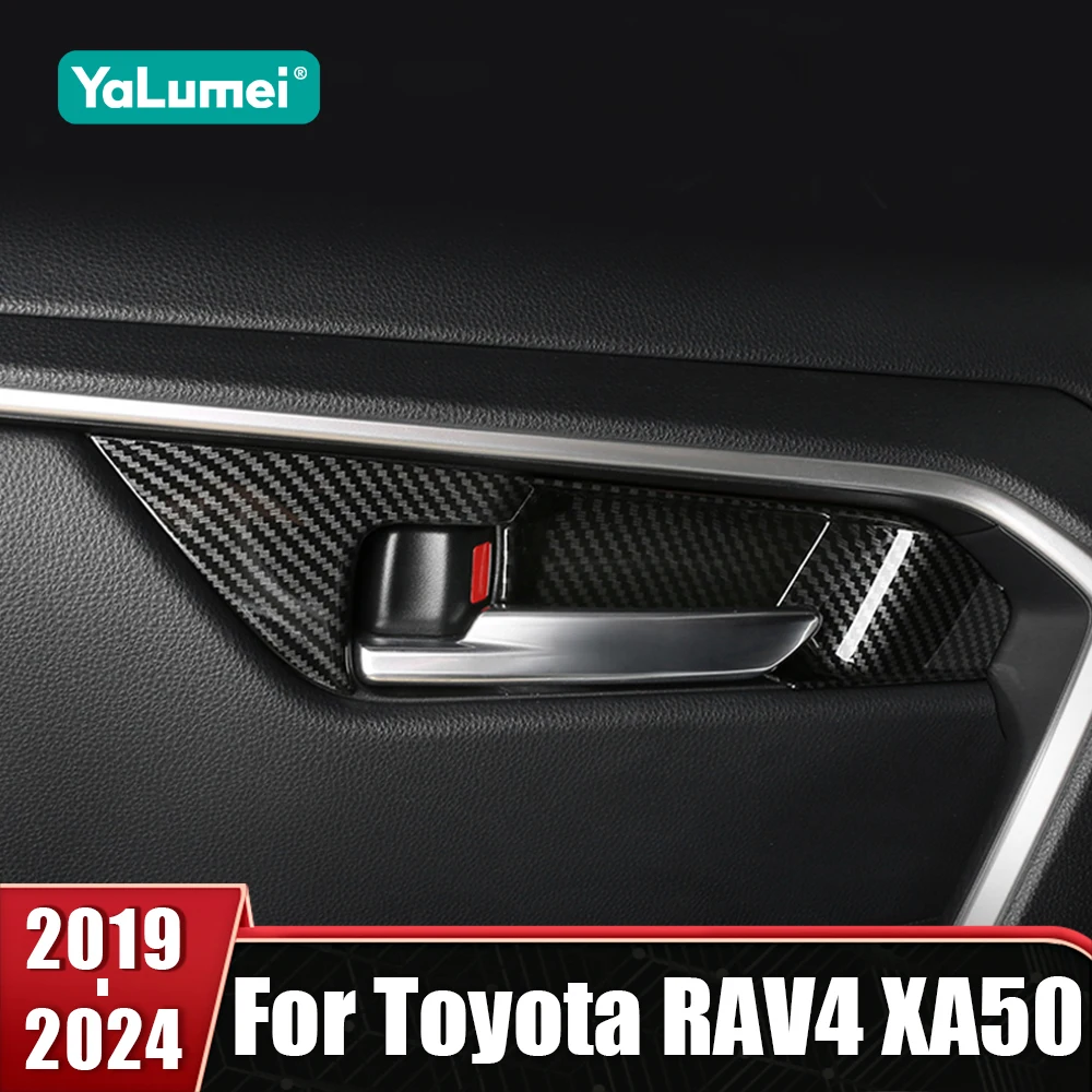 

ABS Carbon Inner Door Handle Bowl Cover Trim Stickers For Toyota RAV4 XA50 2019 2020 2021 2022 2023 2024 Hybrid Car Accessories