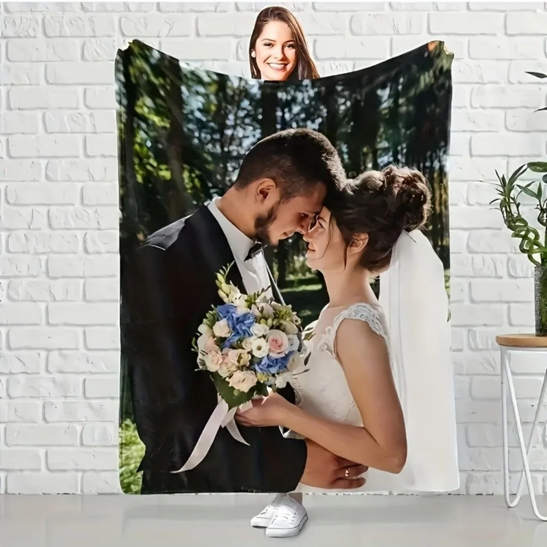 1pc Personalized Picture and Text Customized Blankets, Gift Blankets Tailored for Children, Parents, Lovers, and Friends