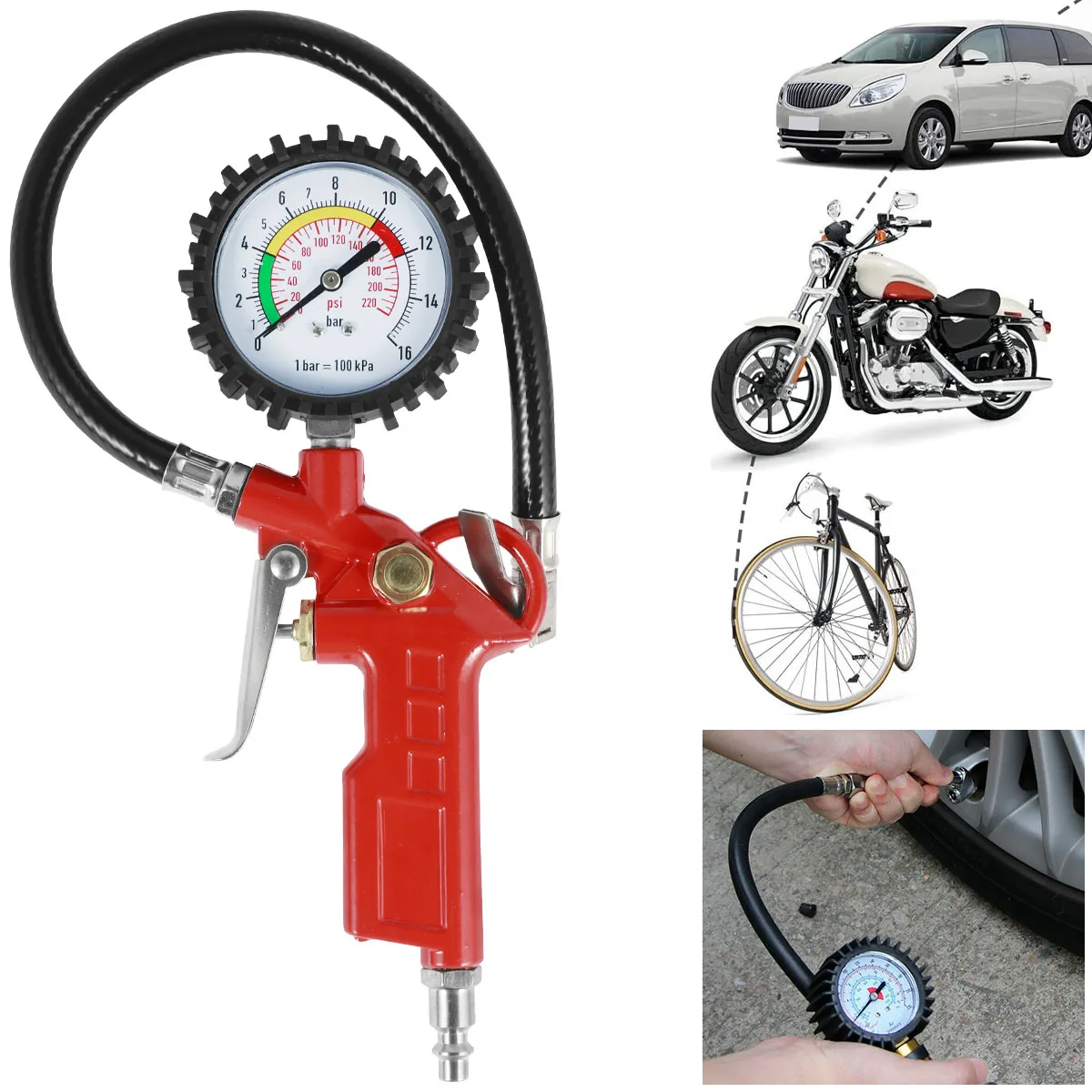 Tire Inflator Pressure Gauge 0-220PSI Accurate Wheel Inflator Gauge Car Tyre Inflator Deflator with Gauge Pressure Monitoring