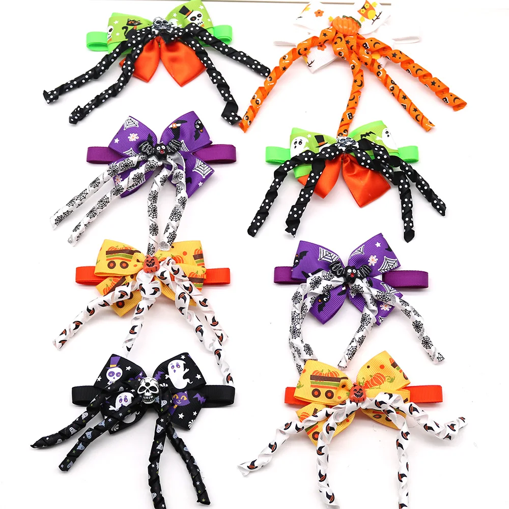 30PCS Halloween Dog Bow Tie Bulk Skull Samll Dog Cat Bowties Collar For Dogs Pets Holidays Grooming Accessories Pet Supplies