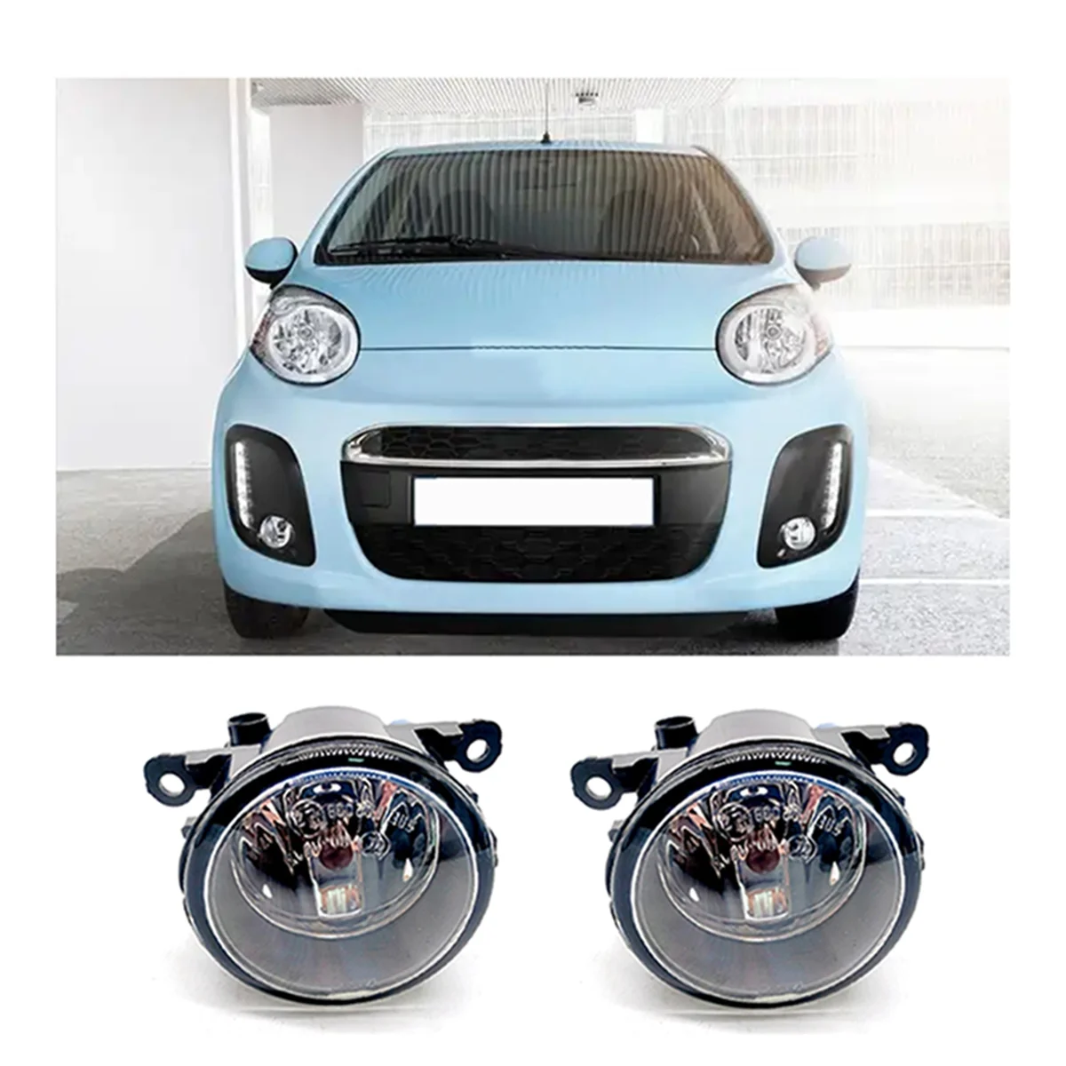 

#66A Automotive Parts & Accessories,1 Pair Car Front Fog Lamp Light Without Bulb For Citroen Peugeot,Black