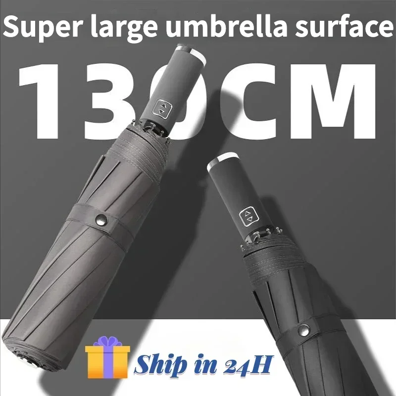 Super Large 125CM Business Fully Automatic Folding Men Umbrella, Windproof Strong, Waterproof Sunproof Sunshade Uv Big Umbrellas