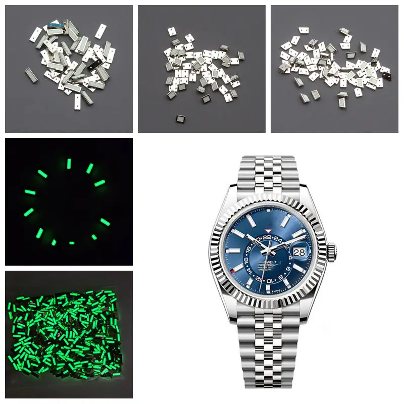 Watch Dial Blue Green Luminous Hour Indices Markers For M336934 M336938 SKY GMT Men's Watch Dial Accessories Replacemen