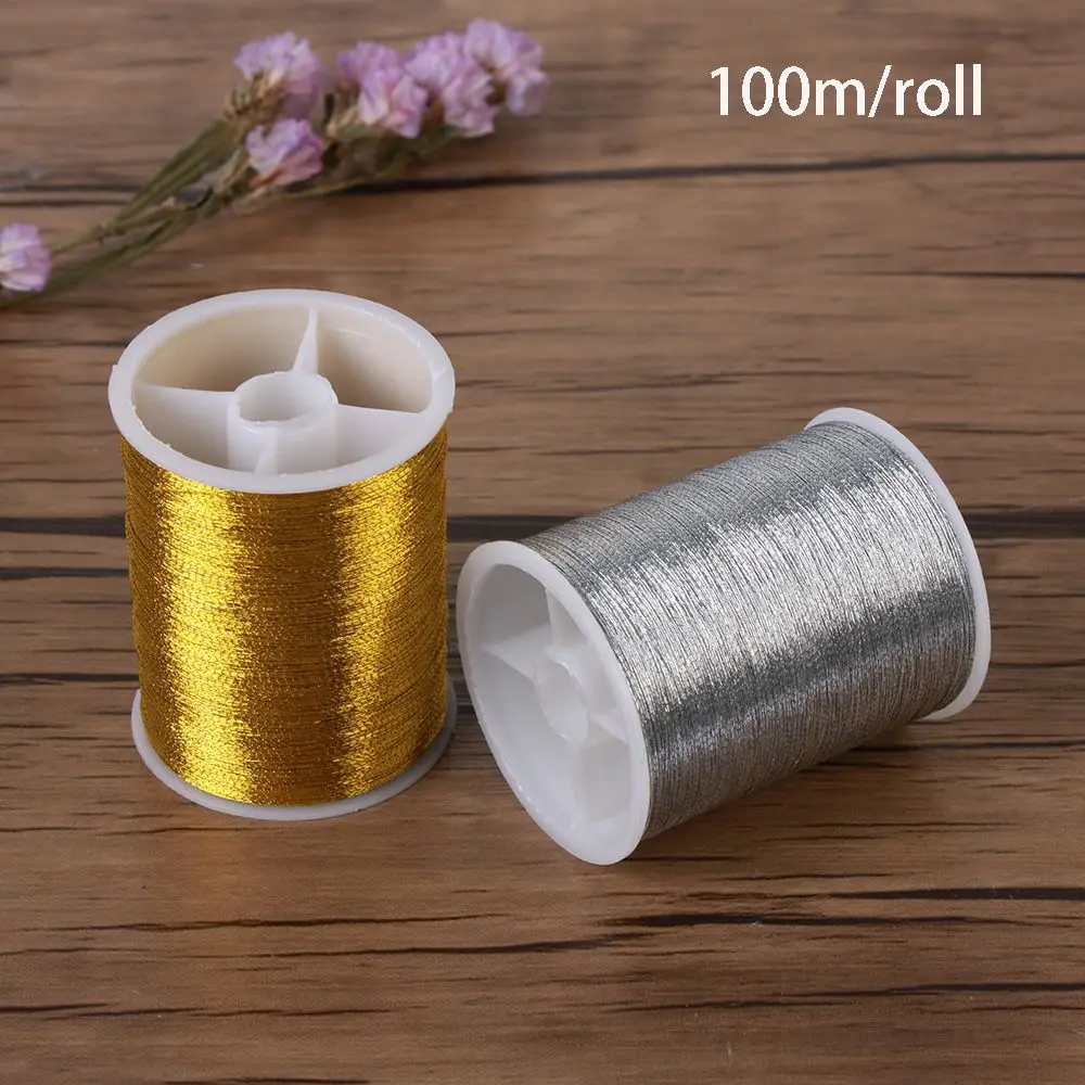 100 metres Spool DIY Crafts gold wire Sewing Machine Embroidery Thread Cross Stitch