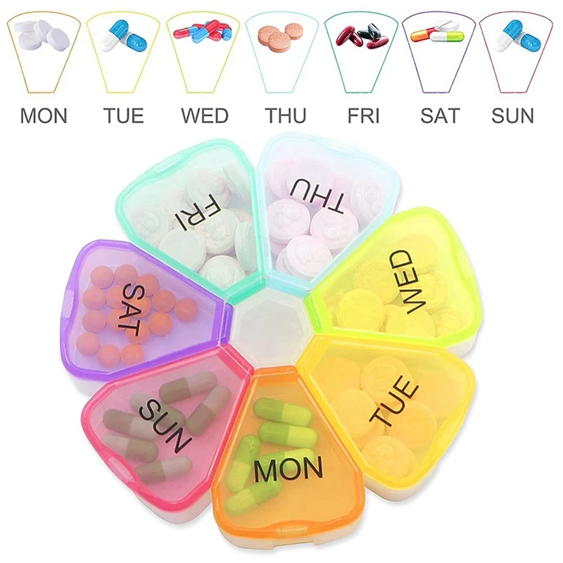 4 Pcs Weekly Pill Organizer, Portable 7 Day Pill Box Case With Large Separate Compartments