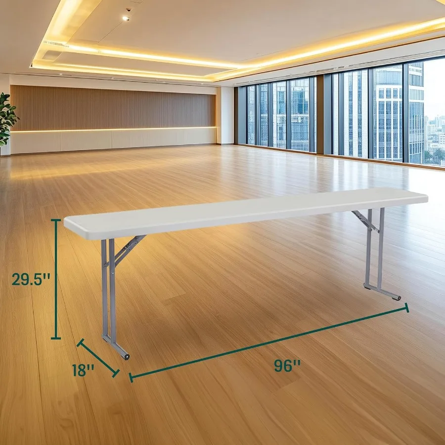 Portable Heavy-Duty Foldable Table for Office Conferences Training Rooms 18x96 Inch Lightweight and Durable Speckled Gray Semin