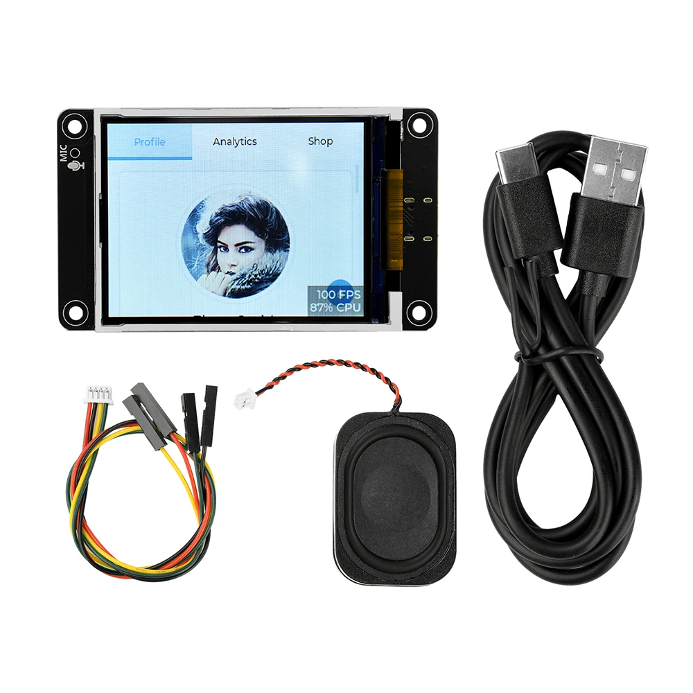 لوحة تطوير ESP32-S3 مع شاشة ملونة 2.8 بوصة معالج ثنائي النواة واي فاي بلوتوث AI لوحة عرض ذكية واجهة من النوع C
