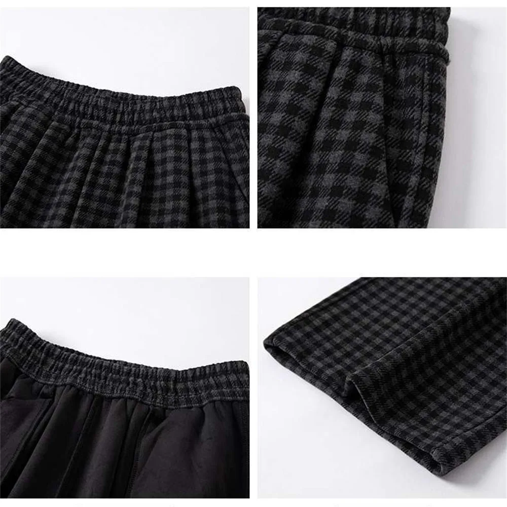 منقوشة طباعة شتاء دافئ بنطال ذو قصة أرجل واسعة المرأة عادية عالية الخصر الشارع مستقيم بنطلون Hatajuku Y2k شيك ملابس عصرية الكورية #3