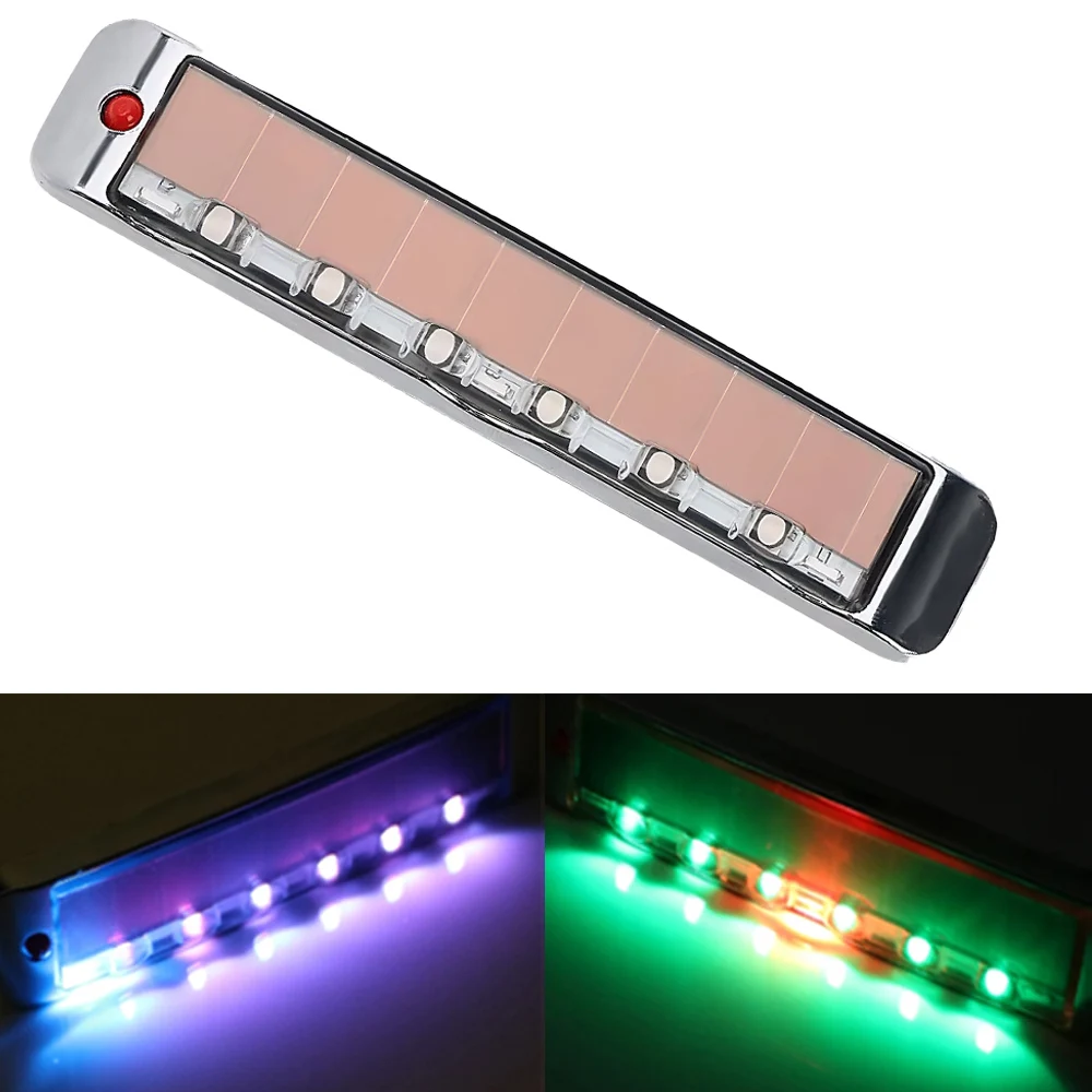 Solar 9LED Strip Car RGB Light Anti Static Door Ambient Lamp Flashing Taillight Warning Anti-collision Automotive Accessories