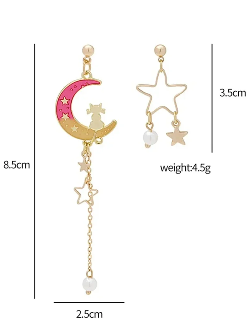 Star Moon Decor Drop Earrings for Women Cute Moon Star Dangle Earrings for Girls Sailor Moon Jewelry Gift