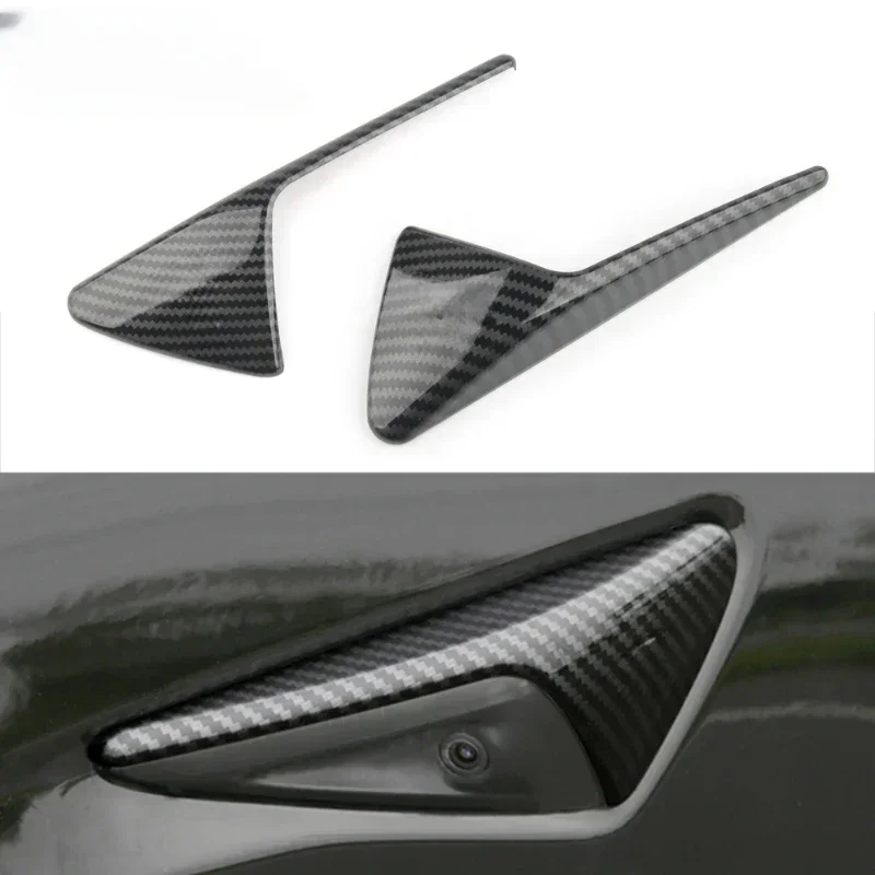 Side Camera Cover for Tesla Model 3 Y Carbon Fiber ABS Wing Fender Protection Sticker Modification Decor Accessories 2021-2023