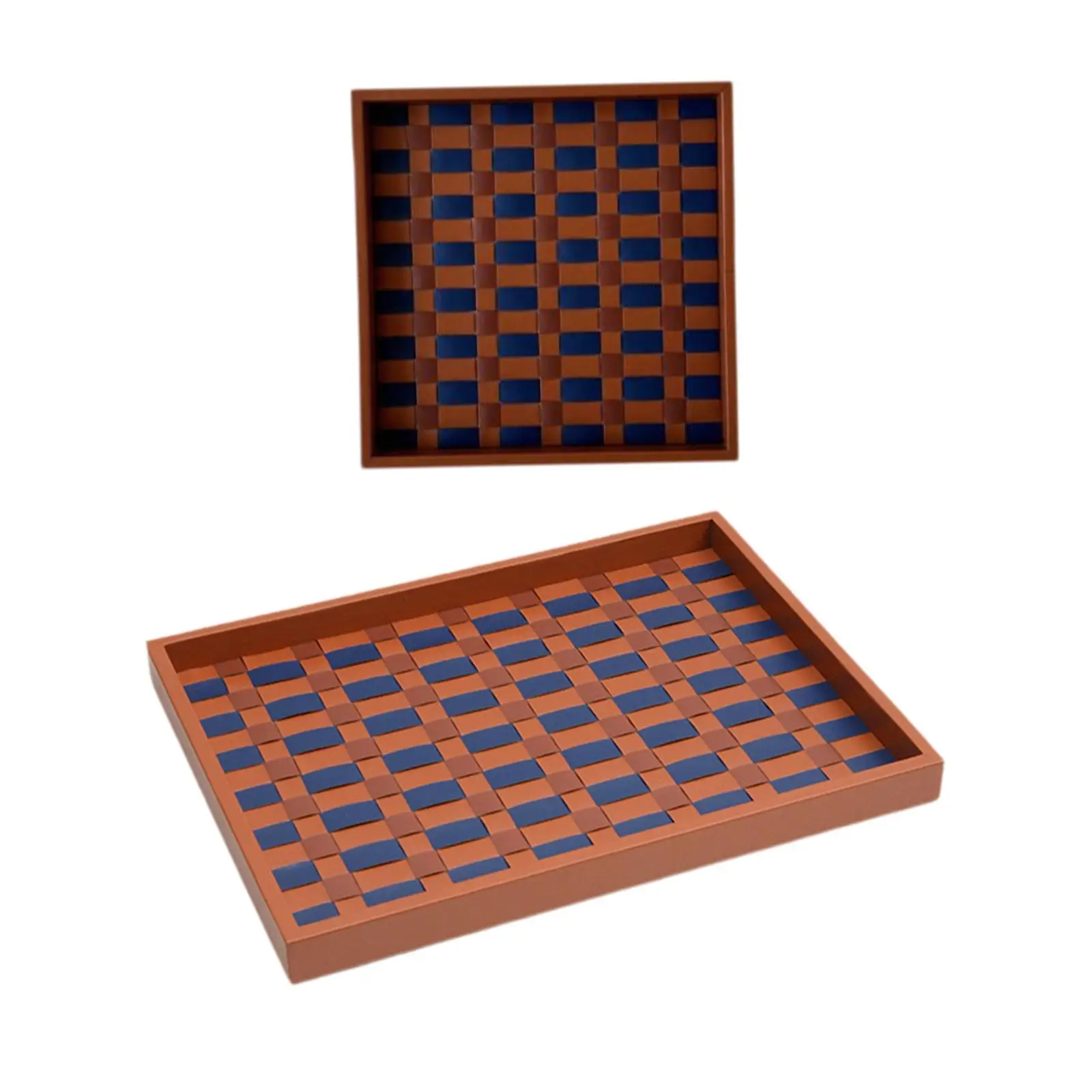 Checkerboard Leather Tray Centerpieces Jewelry Trinket Dish Farmhouse Modern Snack Bread Food Tray Display for Events Kitchen