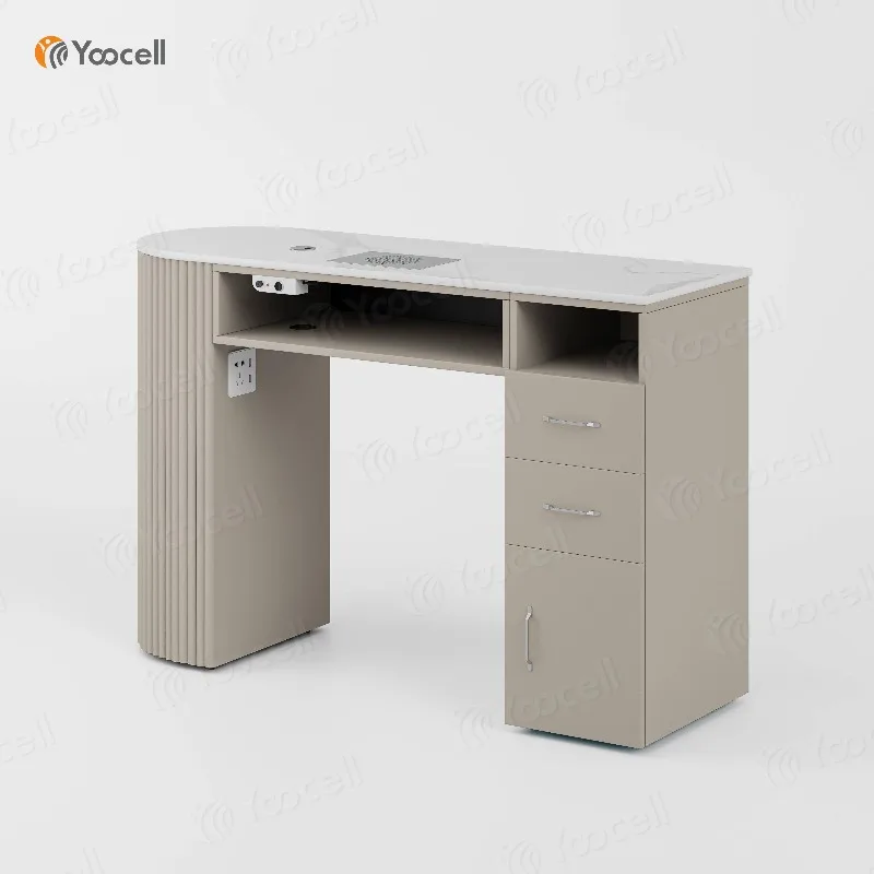 Salon Furniture Beauty Salon Grey Color Manicure Table and Chair Set Nail Salon Table Desk