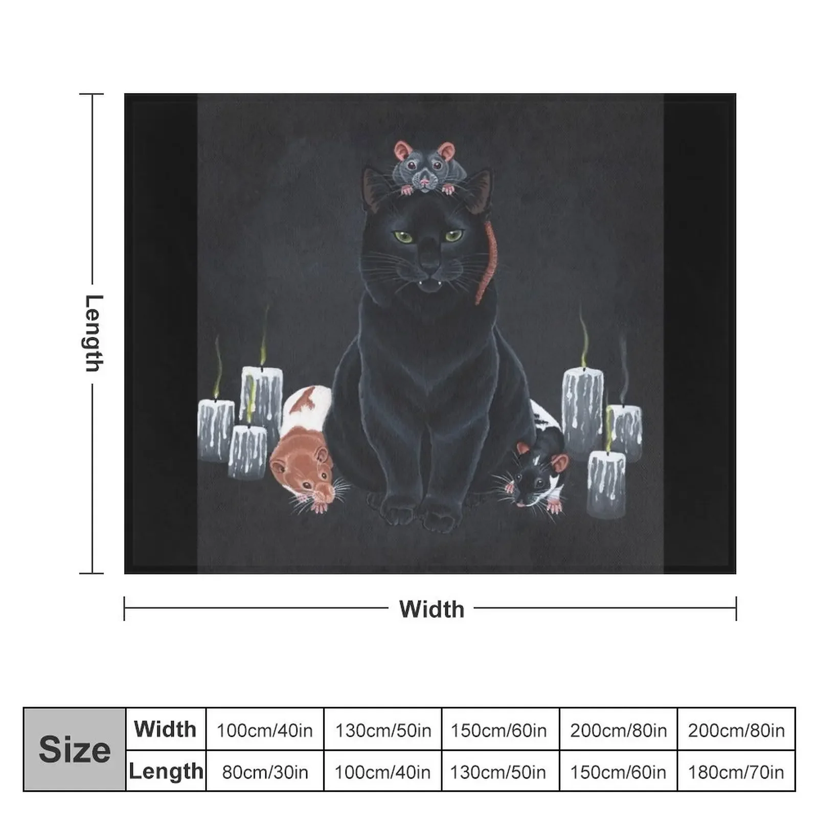 Black Cat and Fancy Rats Throw Blanket for sofa Flannel Fabric cosplay anime Blankets