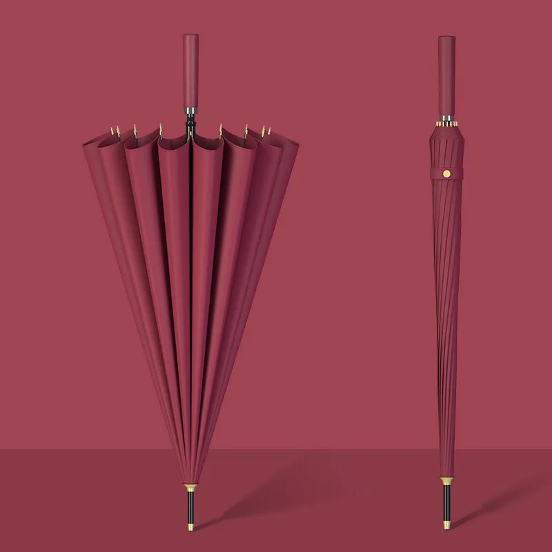 

Large Size Red Umbrella Straight Pole Men's Vintage Bla Handle Rain Umbrella Double Person Straight Rod Student Use