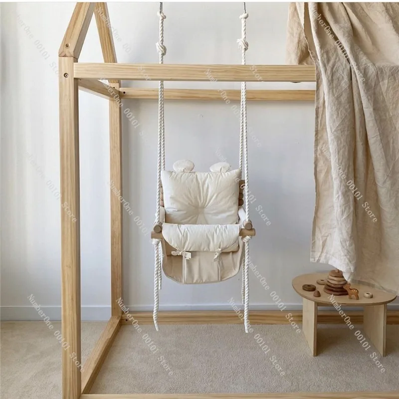 Korean Style Indoor Hanging Chair,Baby and Household Swing,Rattan Small Basket Chair,Child-Friendly Leisure Seat,Home Nursery view 4