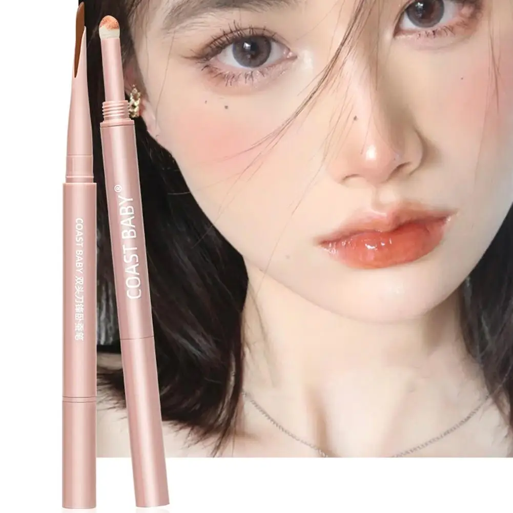 Meniscus Double-end Liggen Zijderups Eyeliner Potlood Matte Diamant Glitter Schaduw Make-Up Markeerstift Verhelderende Cr O0F6